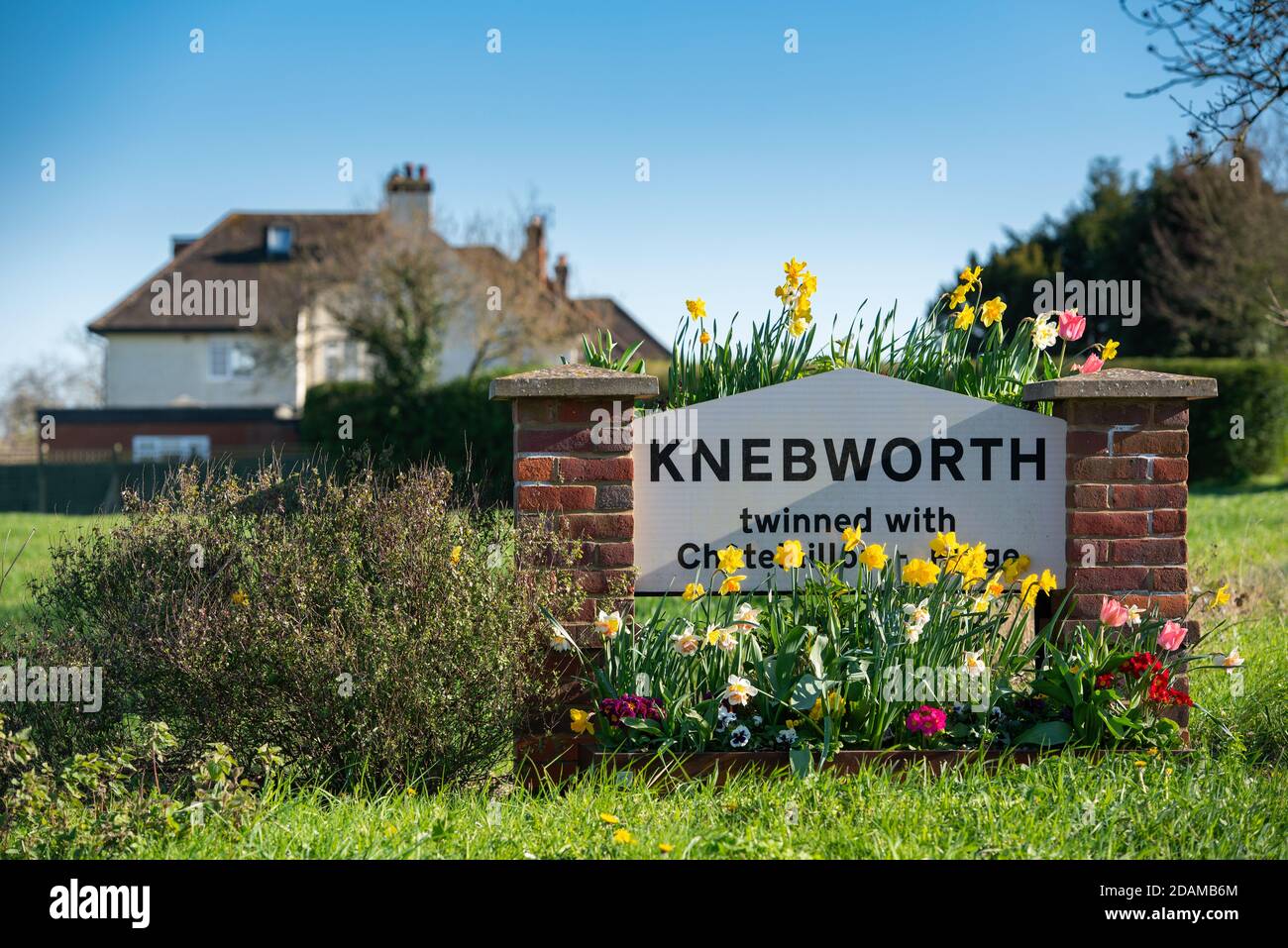 Knebworth Village Sign Stock Photo