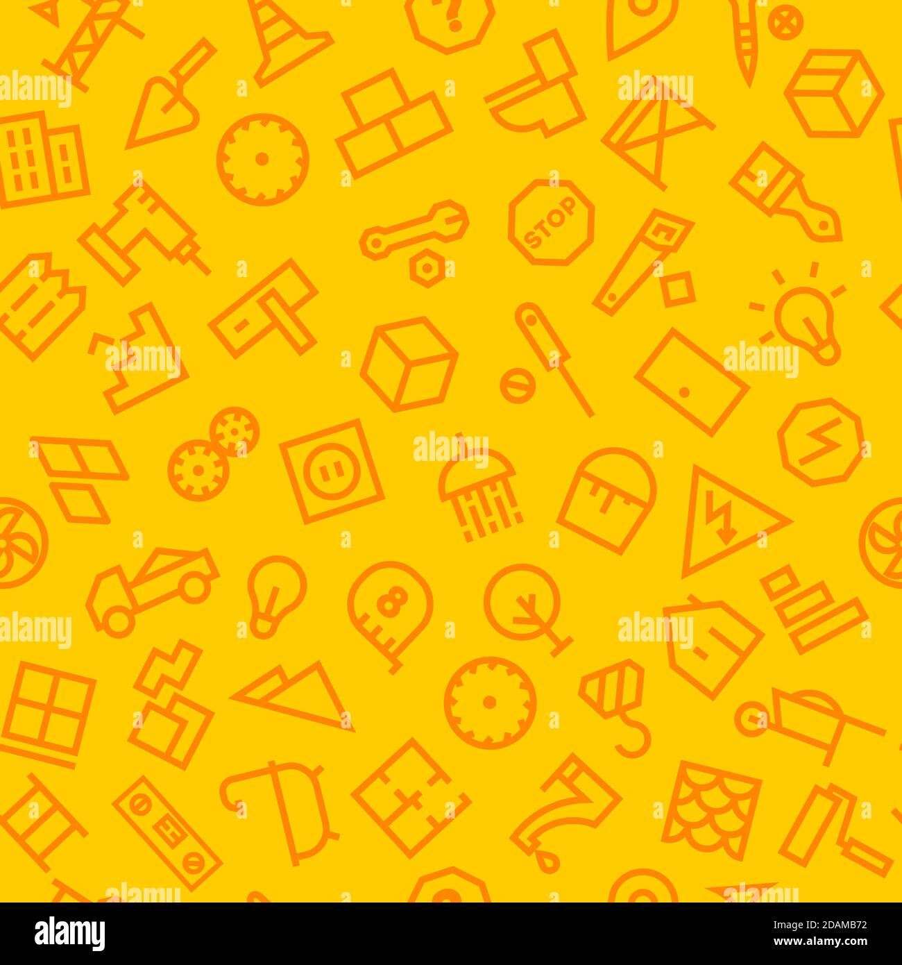 Seamless pattern with construction icons. Vector illustration Stock Vector