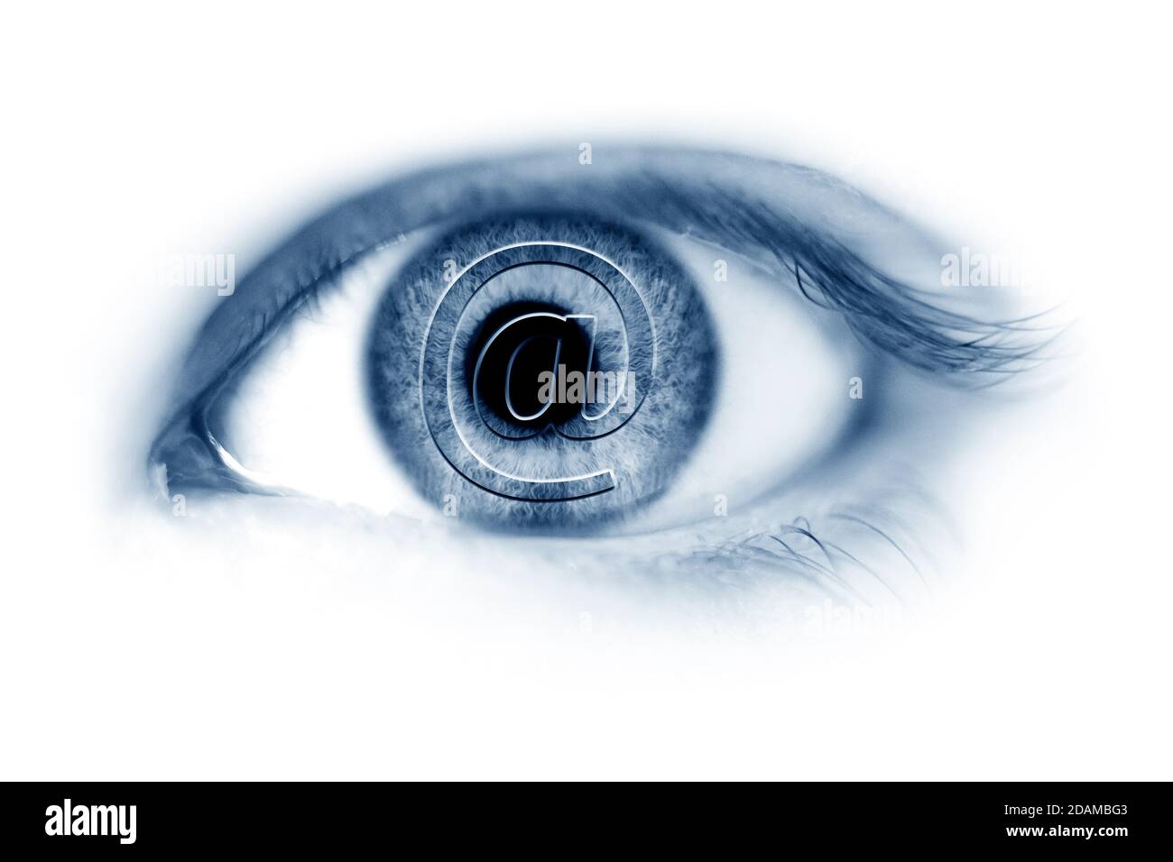 Human eye with at symbol, illustration. Stock Photo