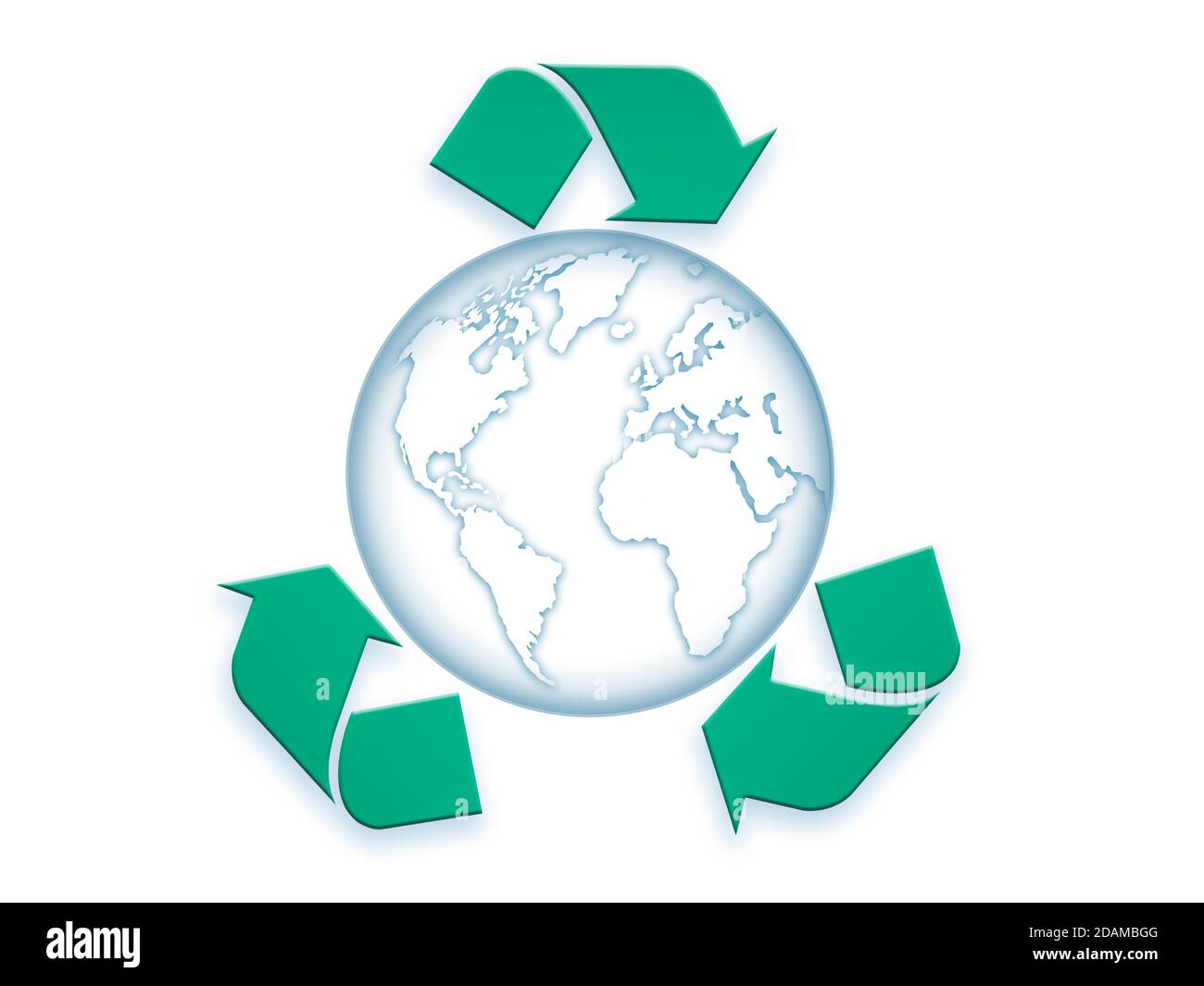Earth surrounded by recycling symbol, illustration. Stock Photo