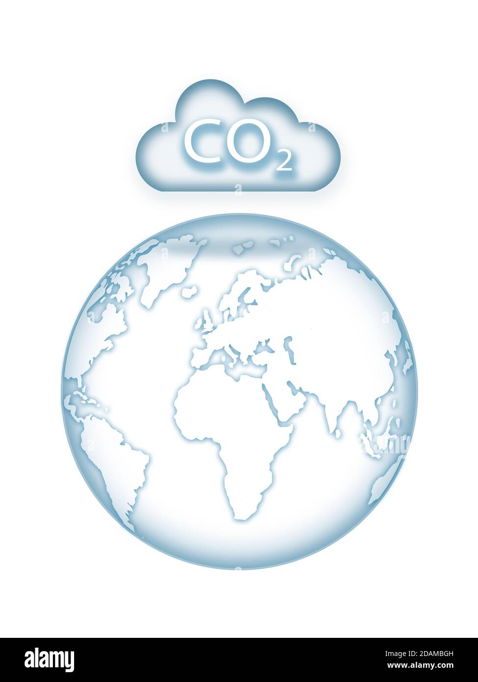 Earth in the shadow of a carbon cloud, illustration. Stock Photo