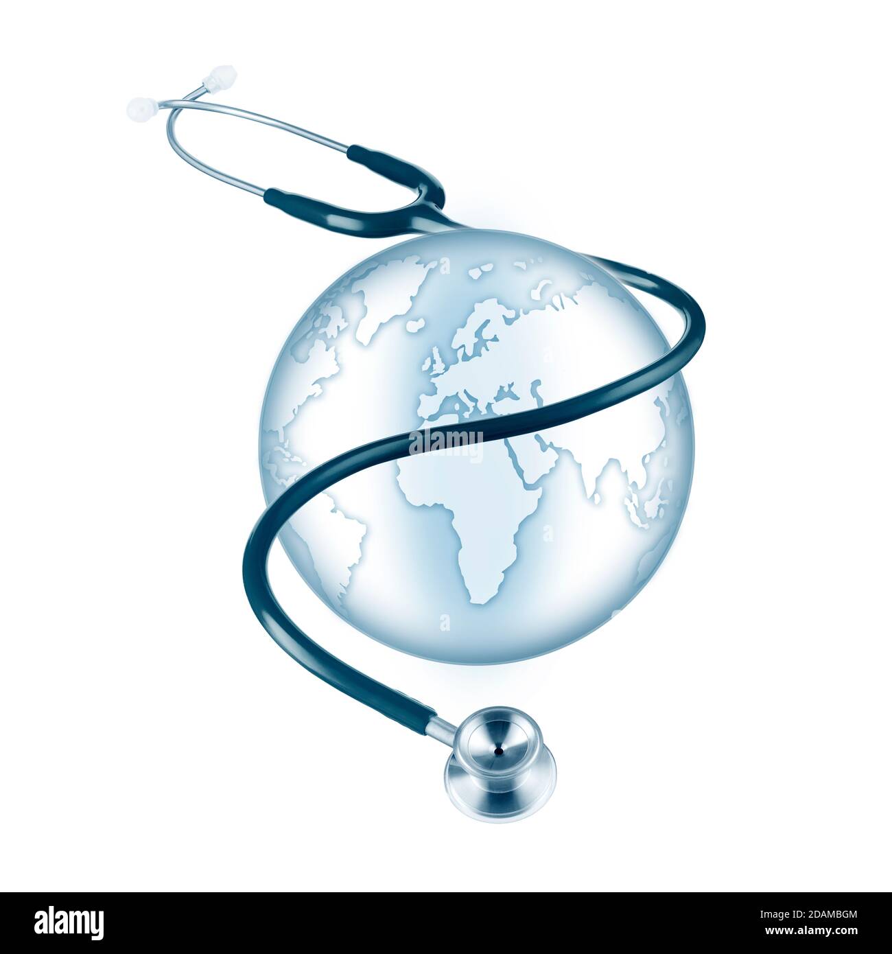 Earth wrapped with stethoscope, illustration. Stock Photo