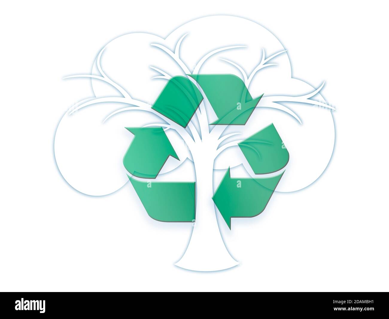 Tree with recycling symbol, illustration. Stock Photo