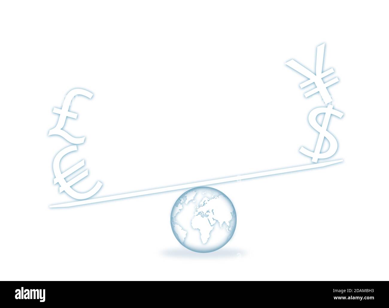Scales with currency symbols, illustration. Stock Photo