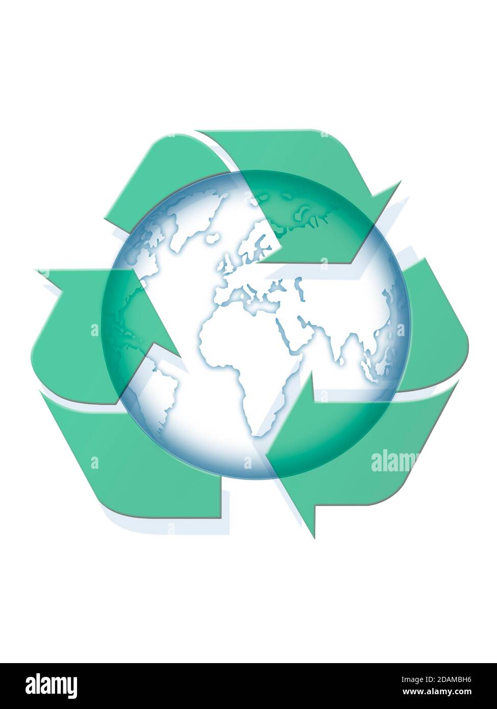 Earth with recycling symbol, illustration. Stock Photo