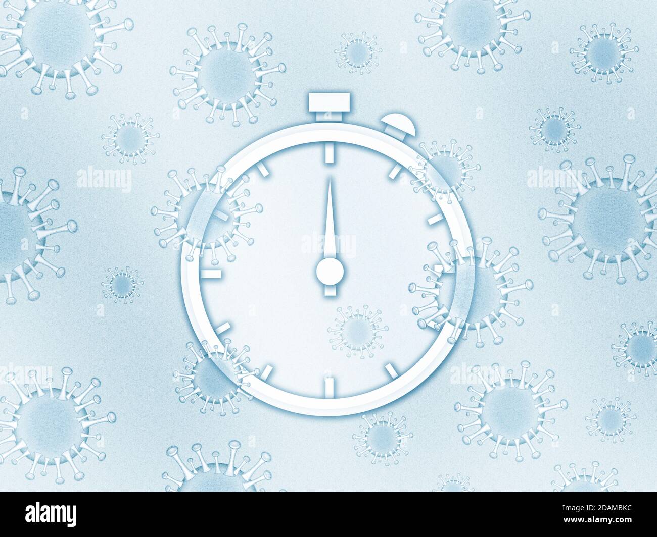 Stopwatch with covid-19 viruses, illustration. Stock Photo