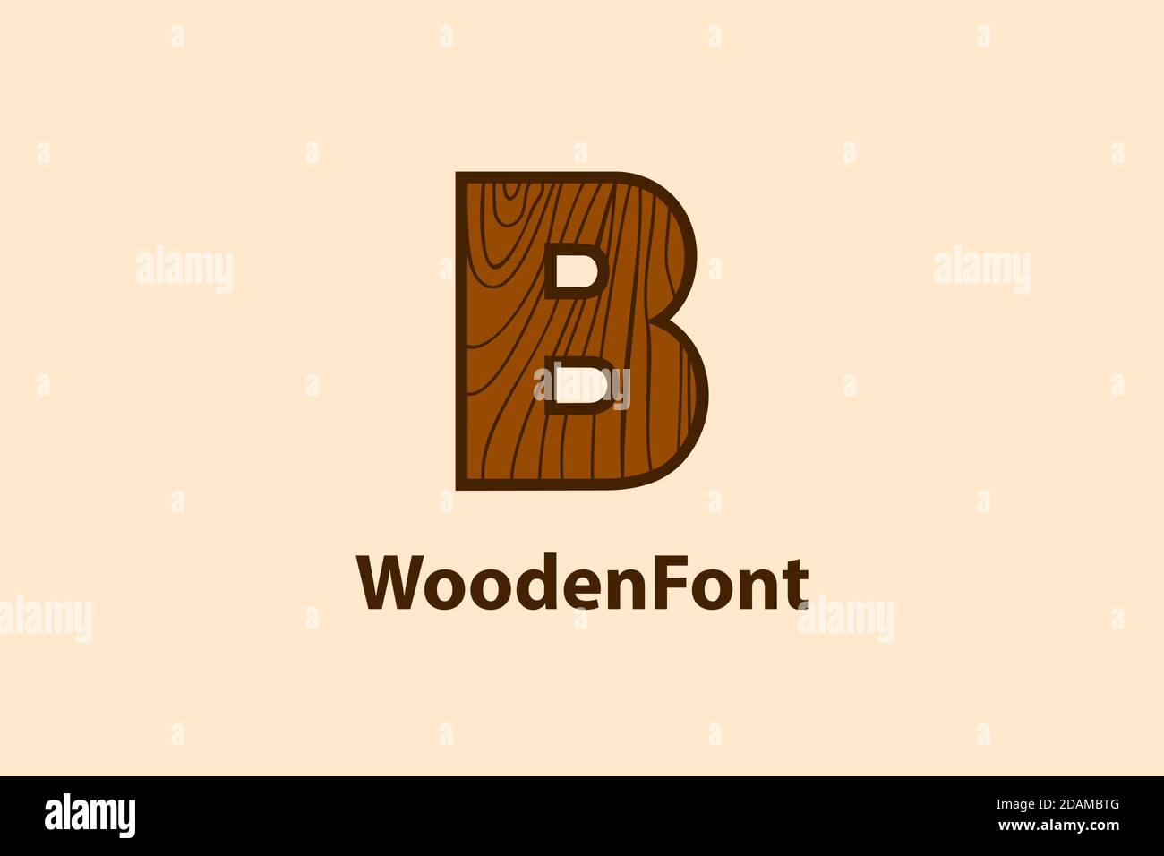 Abstract letter B logo with wood grain texture design concept. modern and creative logo design. Stock Vector