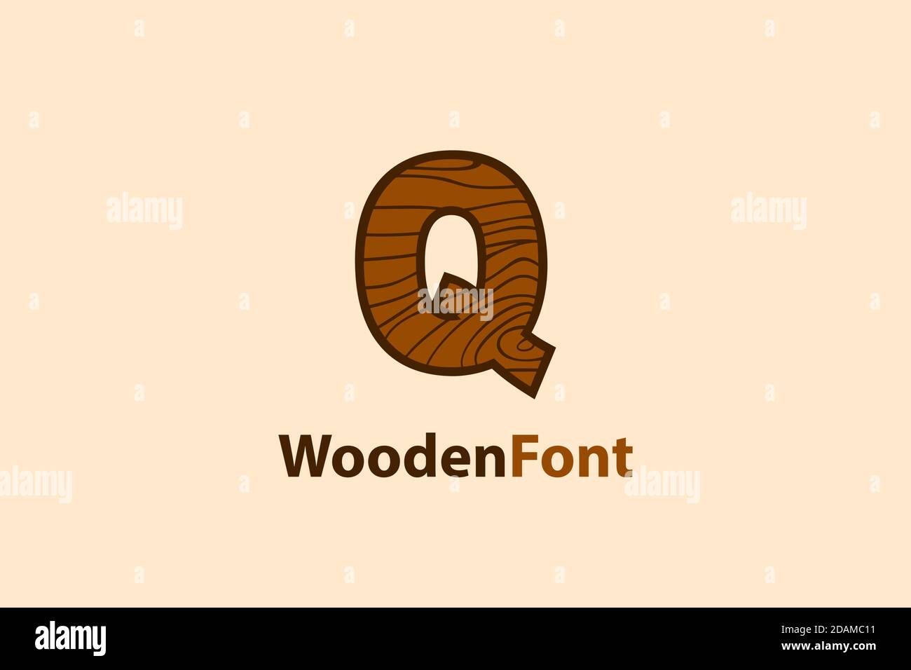 Abstract letter Q logo with wood grain texture design concept. modern and creative logo design. Stock Vector