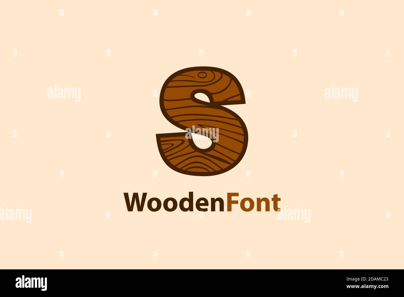 Abstract letter S logo with wood grain texture design concept. modern and creative logo design. Stock Vector