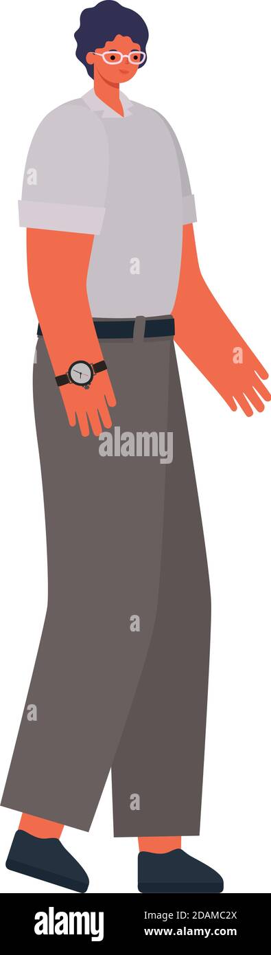 man dressed in khaki pants on whithe background Stock Vector