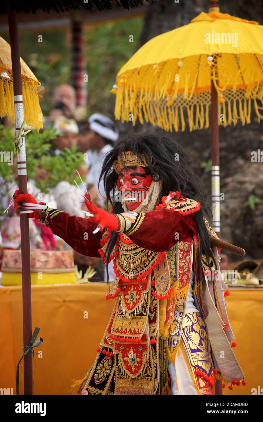 Balinese Masked Dance Part Of The Barong Dance Jauk Keras Depicts The King Of Giants A Dynamic Yet Frightening Figure Topeng Sakenan Temple Bali Indonesia Stock Photo Alamy