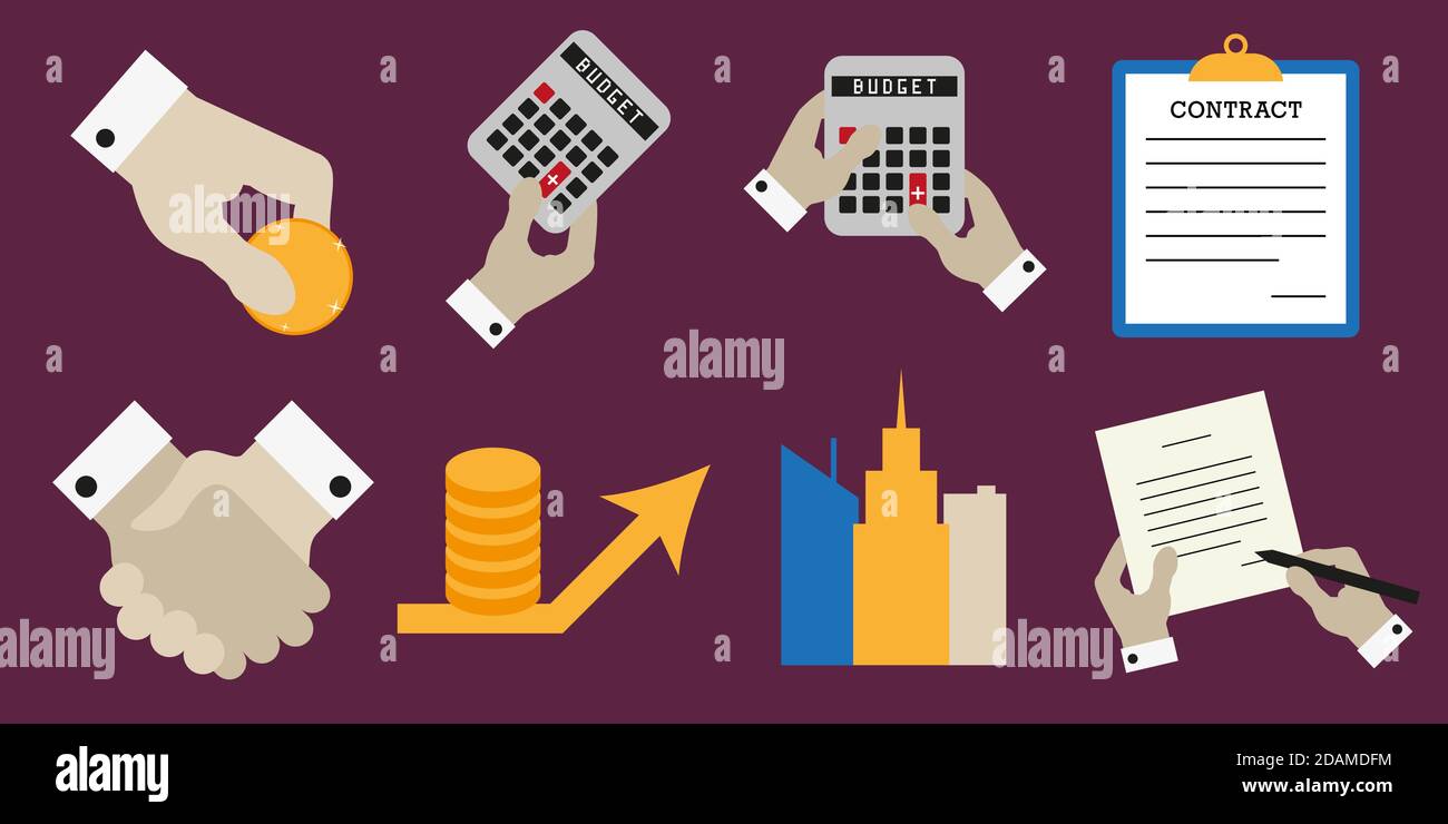 Business icons set. Flat style vector illustration Stock Vector Image ...