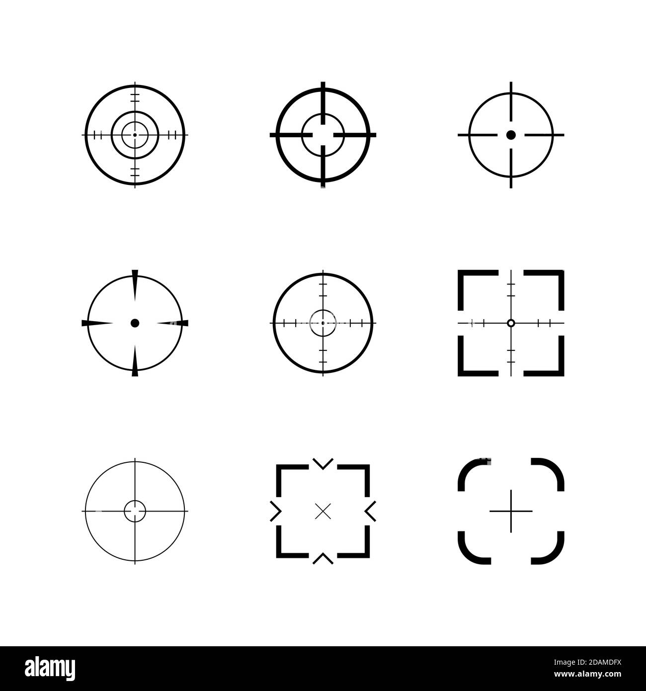 Crosshair, gun weapon sight, targets icon set. Flat style vector illustration Stock Vector