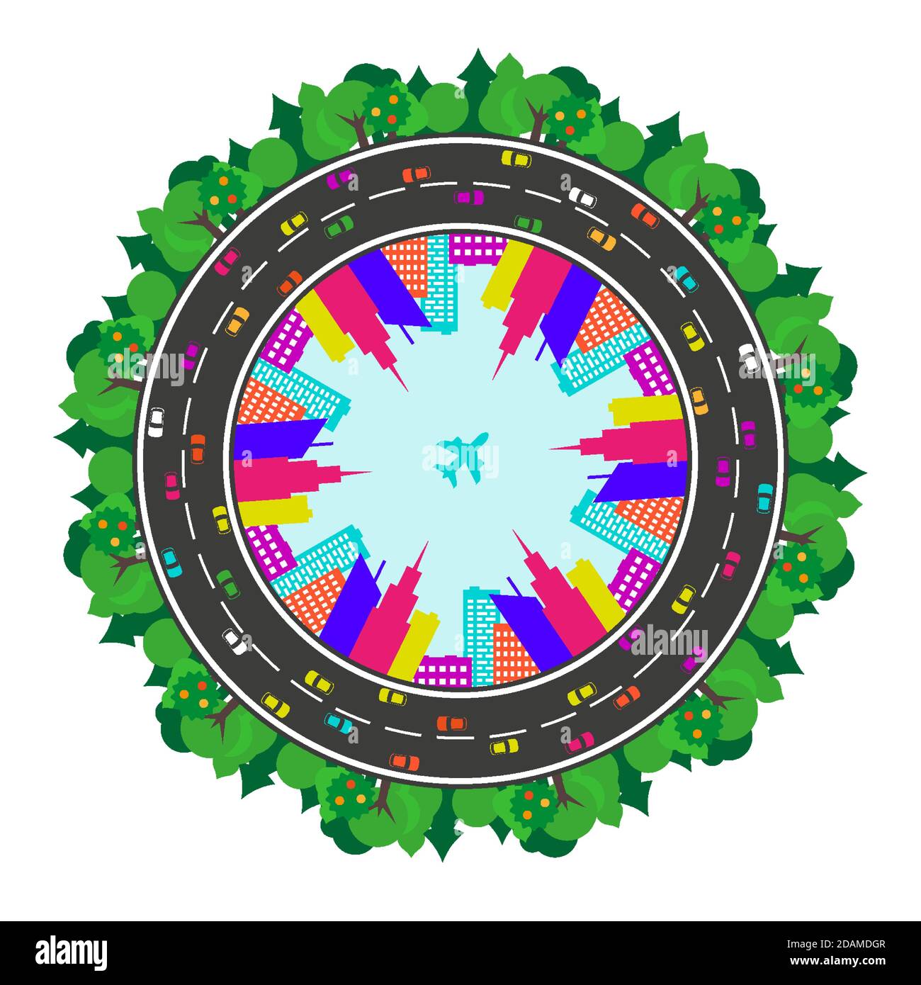 Big city and ring road. Flat style vector illustration Stock Vector