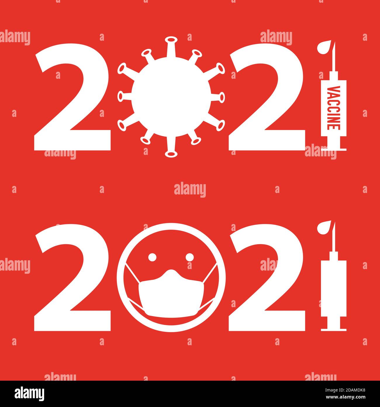 Vaccination in 2021 concept. Flat style vector illustration Stock Vector