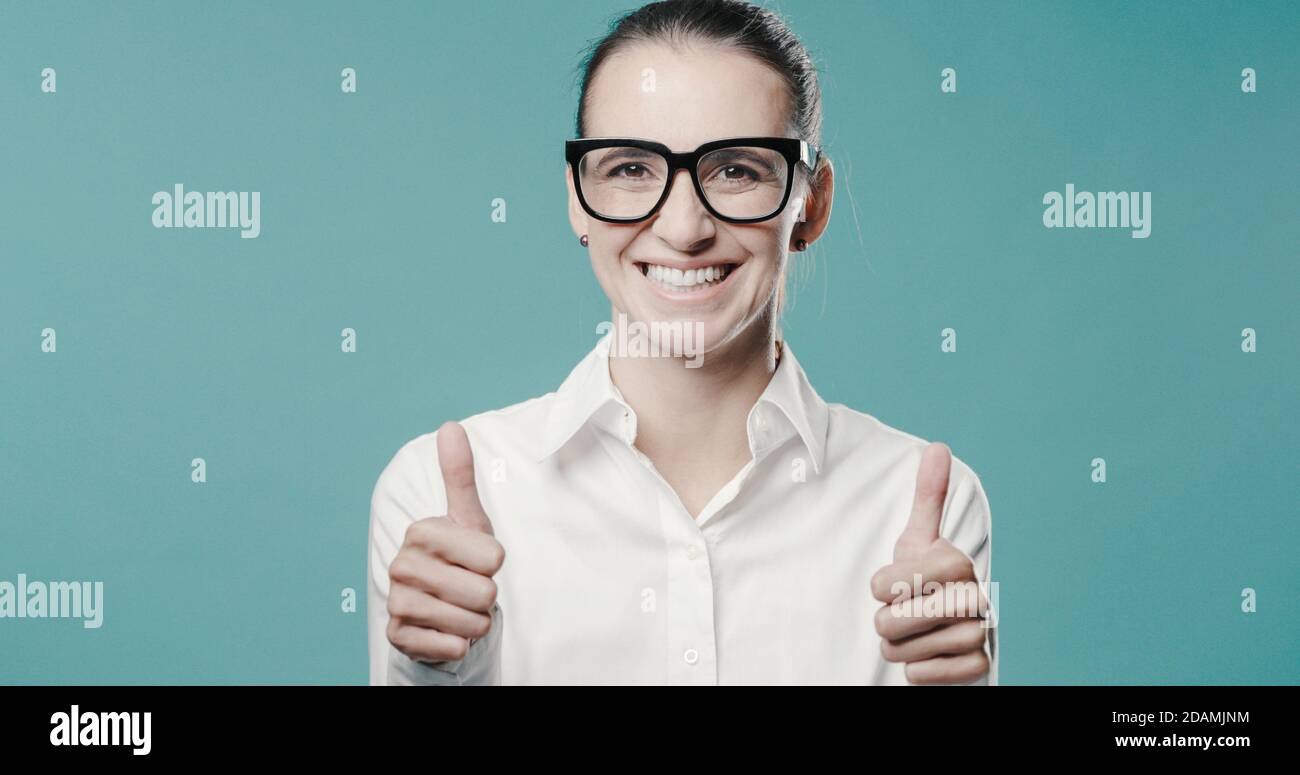 Old woman giving thumbs up hi-res stock photography and images - Alamy