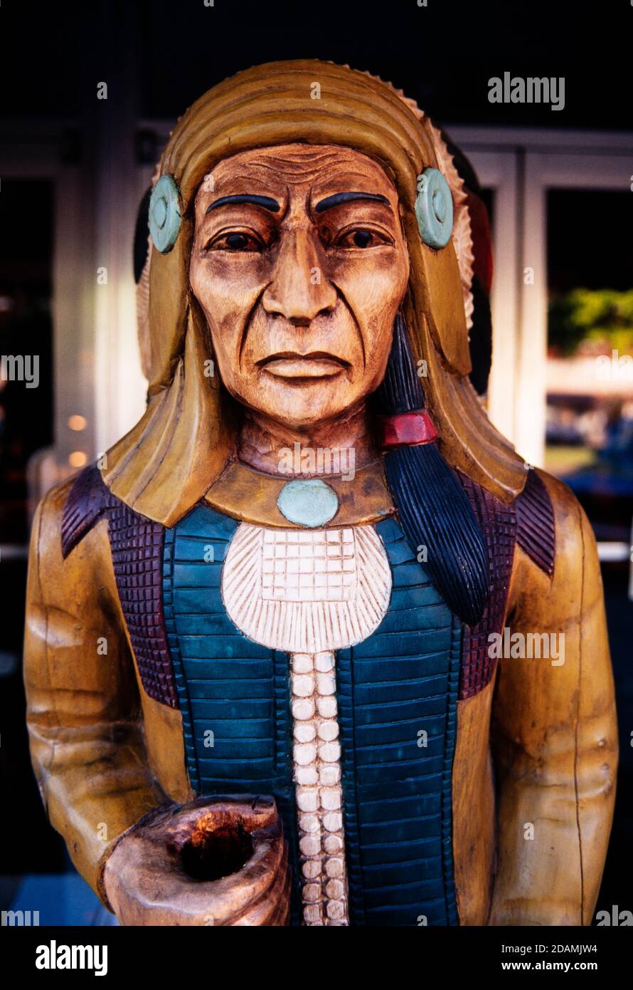 A " Cigar Store Indian " stands outside a Rome, GA tobacco store Stock