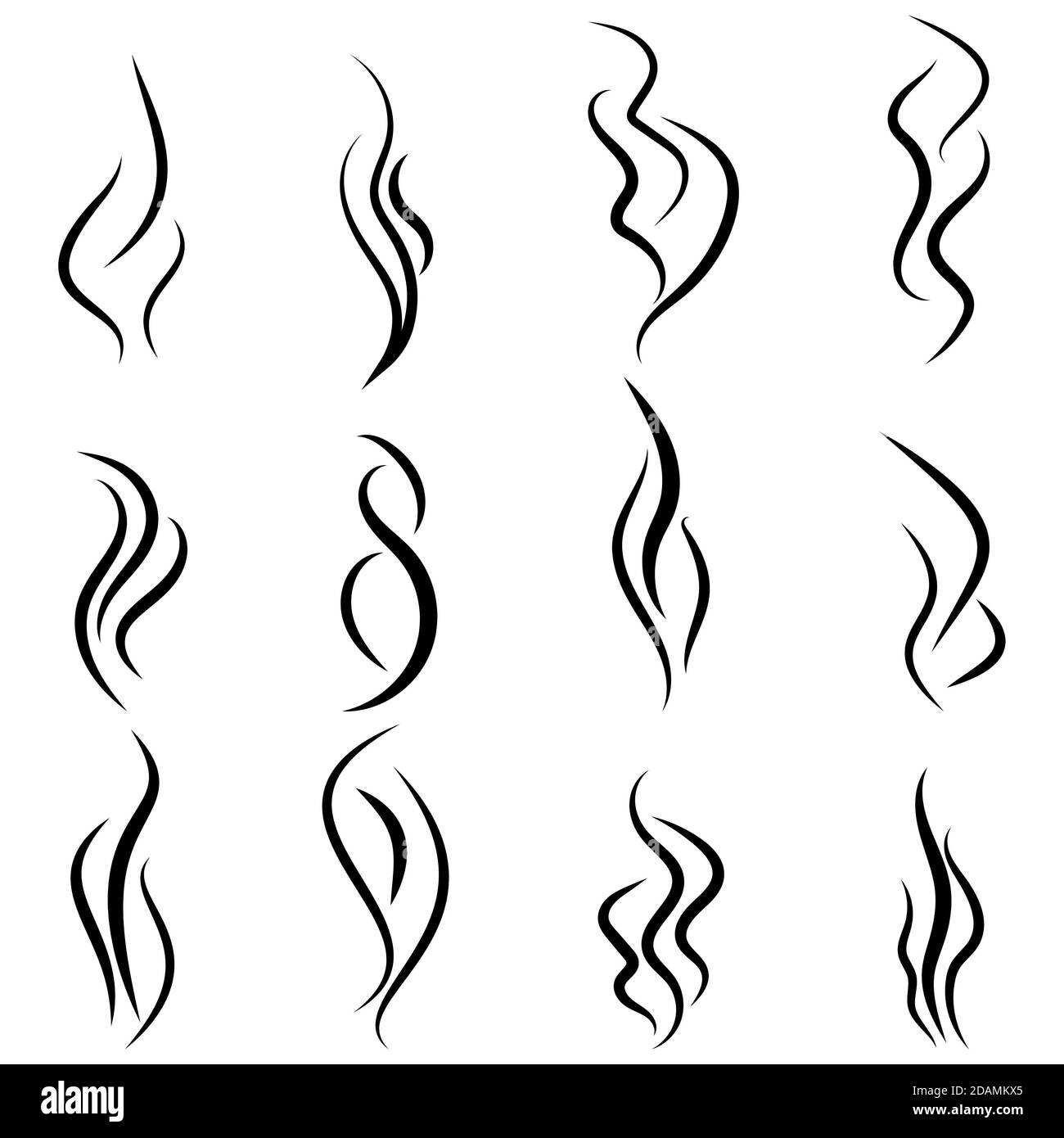 Smell symbols. Steam, cooking, aroma, smoke, vector icons. EPS 10 Stock Vector