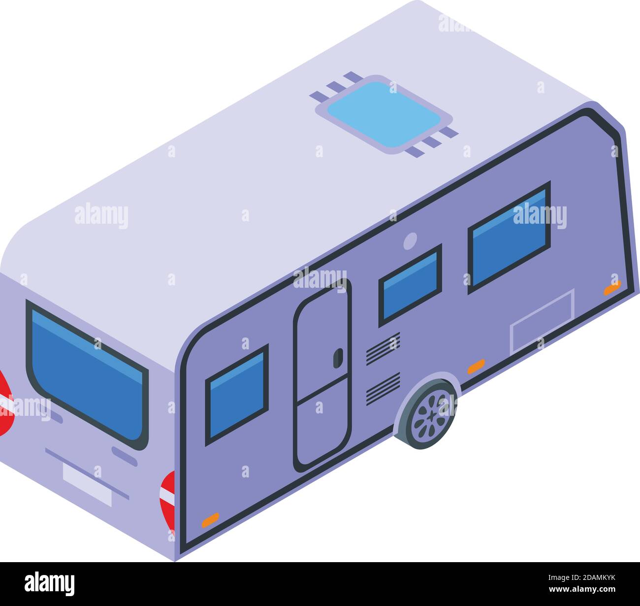 Modern camp trailer icon. Isometric of modern camp trailer vector icon ...