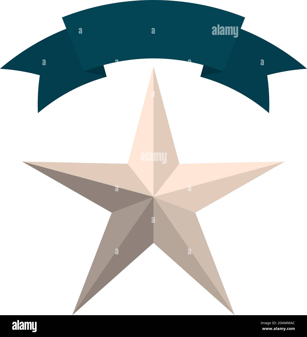 star with gray color and five points with a ribbon Stock Vector Image