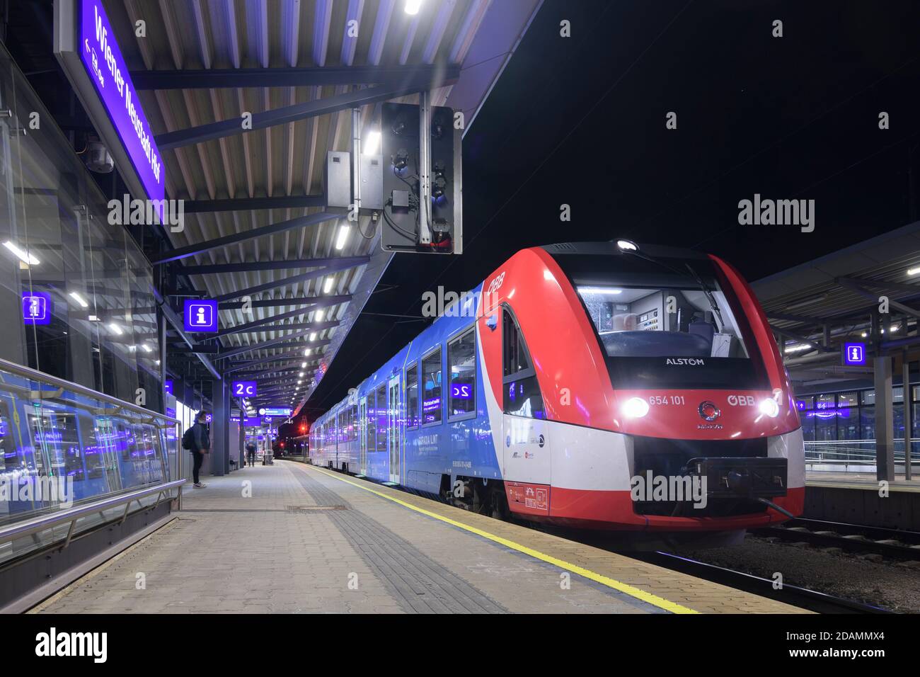Wiener Neustadt fuel cell train Alstom Coradia iLINT in station Wiener
