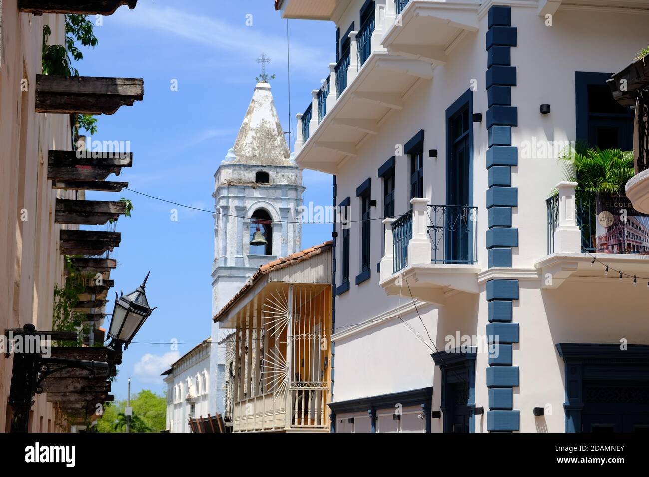 Panama City - Colonial house facades in San Felipe Stock Photo