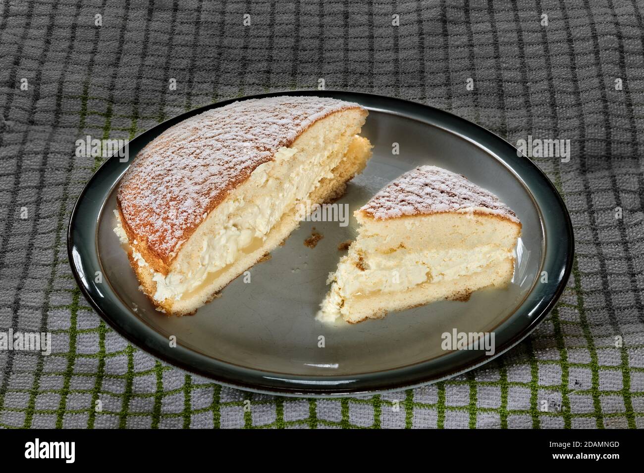 Lemon cream sponge cake. Stock Photo