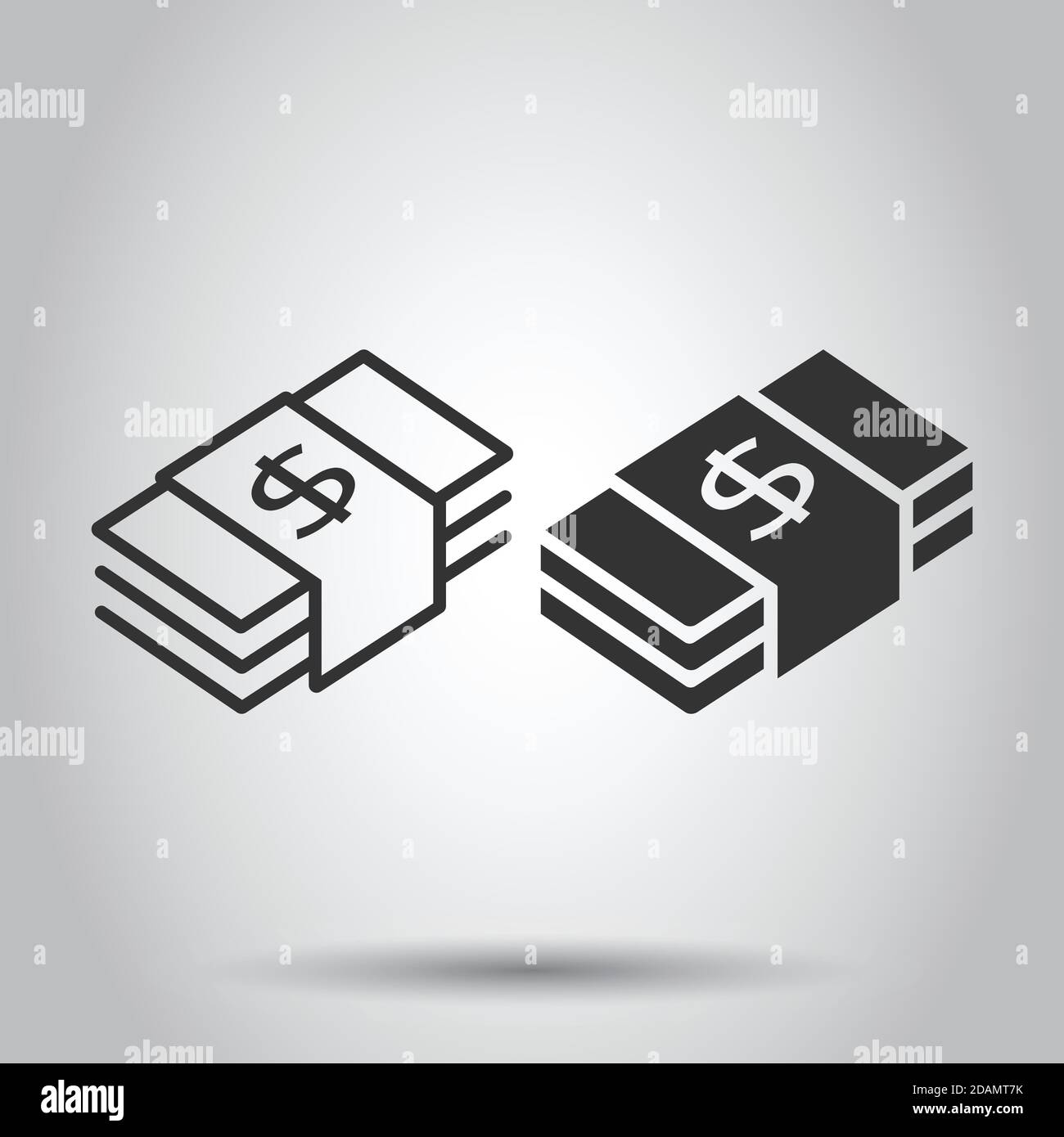 Money stack icon in flat style. Exchange cash vector illustration on ...