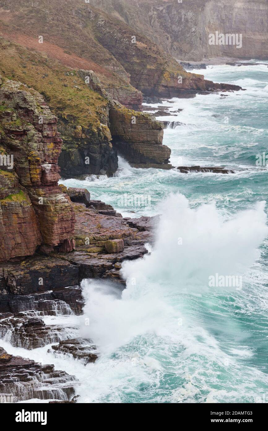 Wellen und Sturm am Cap Frehel, Bretagne, Frankreich Stock Photo