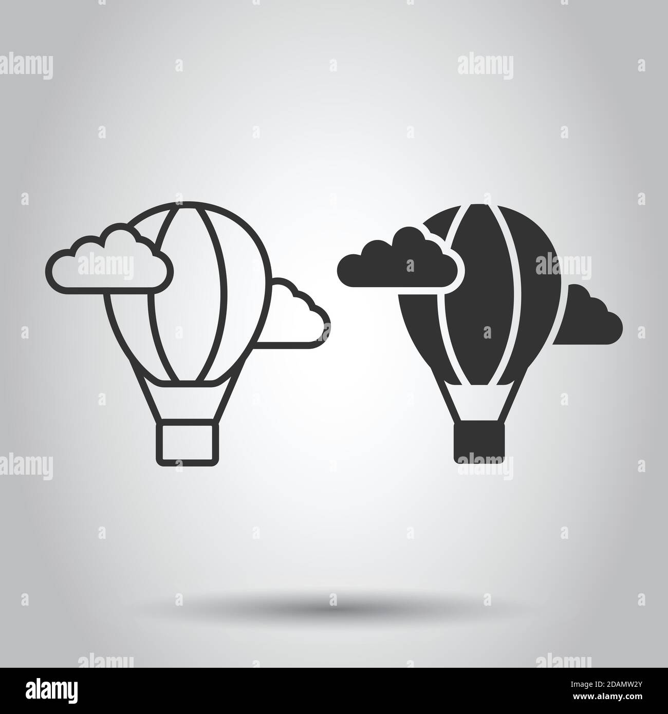Air balloon icon in flat style. Aerostat vector illustration on white ...
