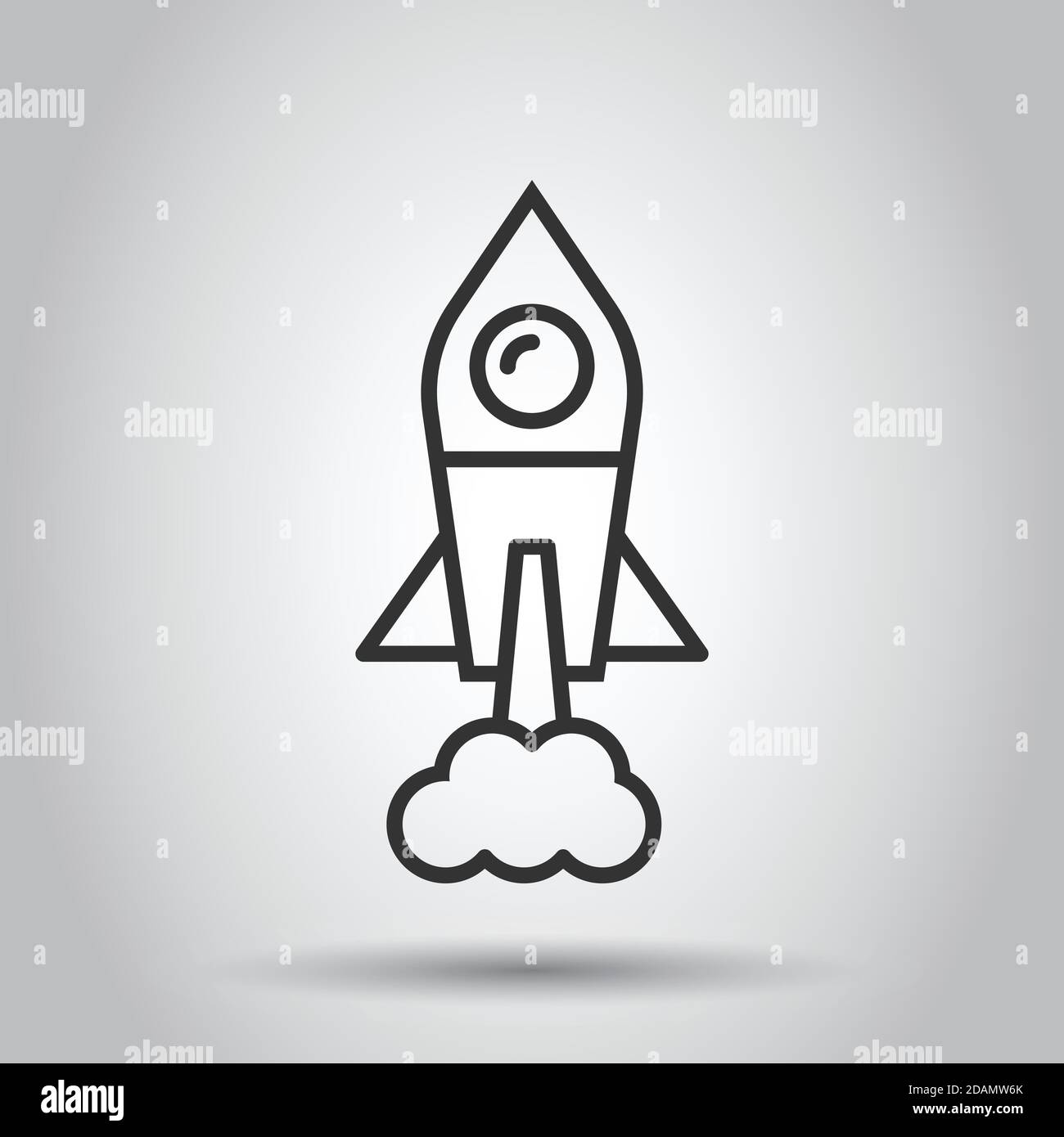 Rocket icon in flat style. Spaceship launch vector illustration on ...