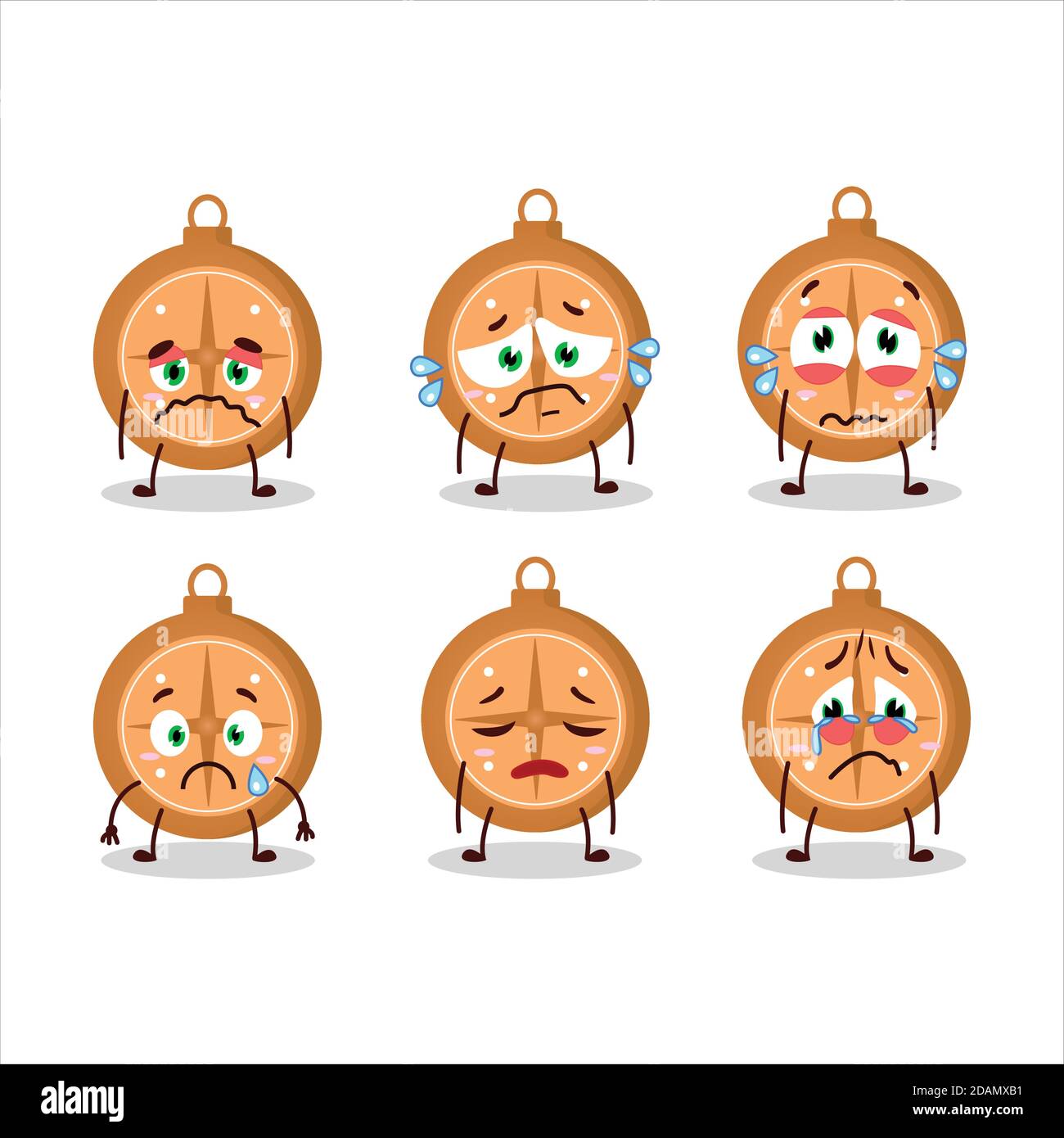 Compass cookies cartoon character with sad expression Stock Vector ...