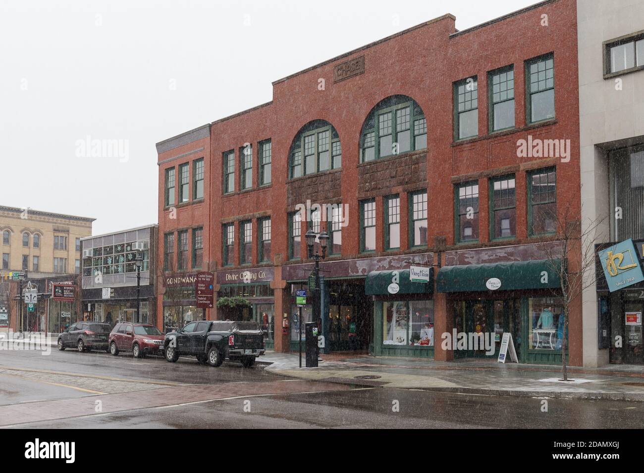 CONCORD, NH, USA FEBRUARY 18, 2020 Main street view of city in New Hampshire NH, USA Stock