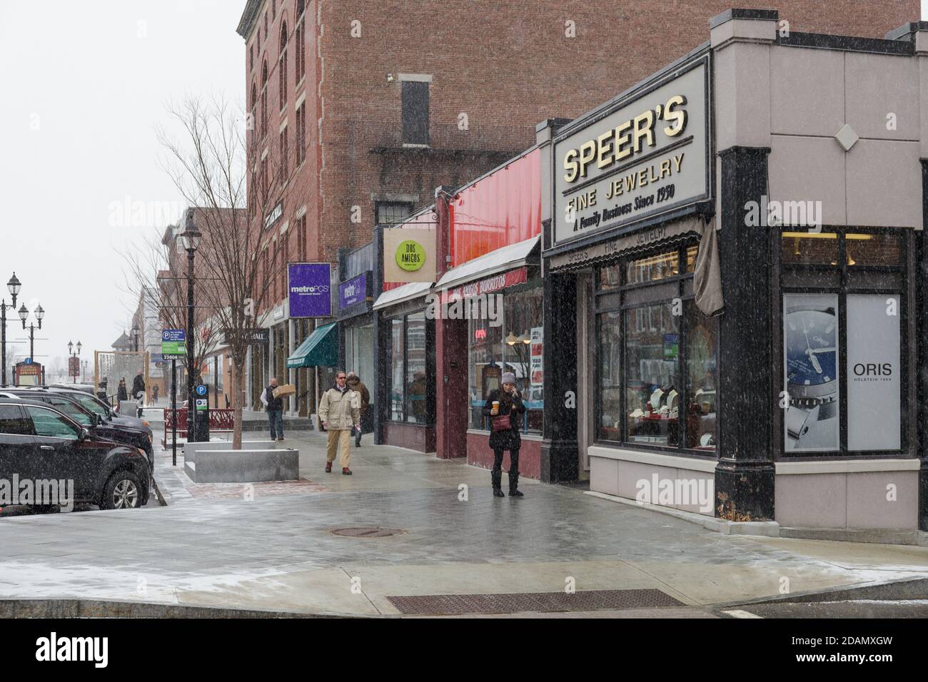 CONCORD, NH, USA FEBRUARY 18, 2020 Main street view of city in New Hampshire NH, USA Stock