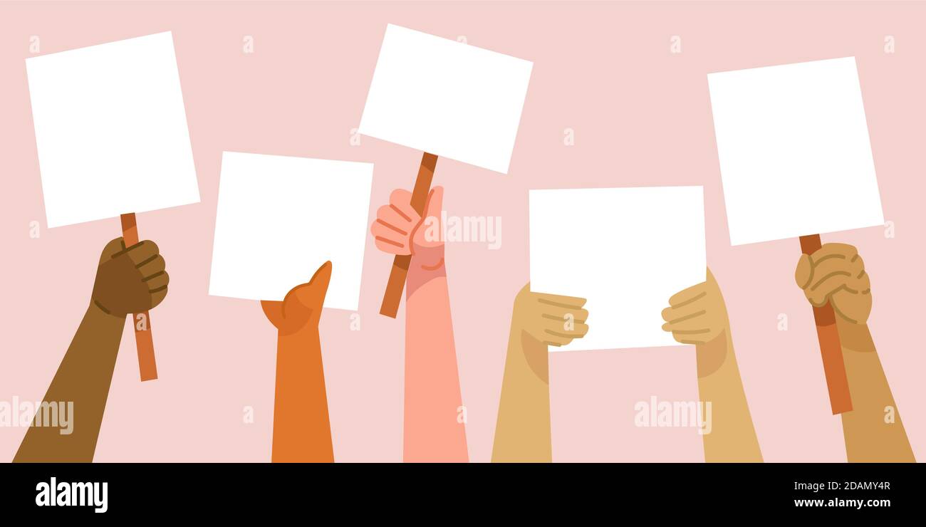 Hands with placards concept Vector illustration Stock Vector