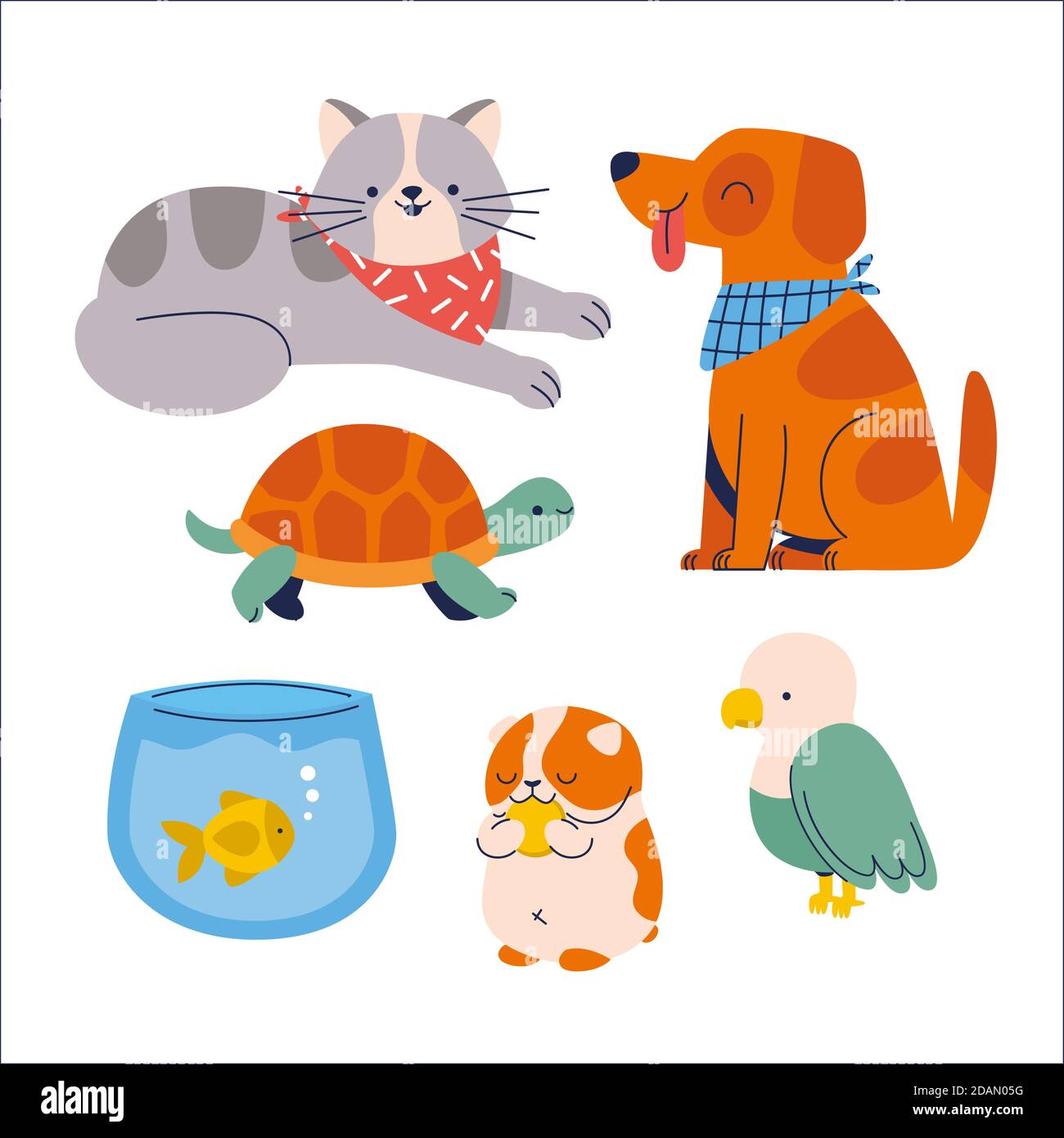 Group of cute domestic pets Vector illustration Stock Vector Image & Art -  Alamy