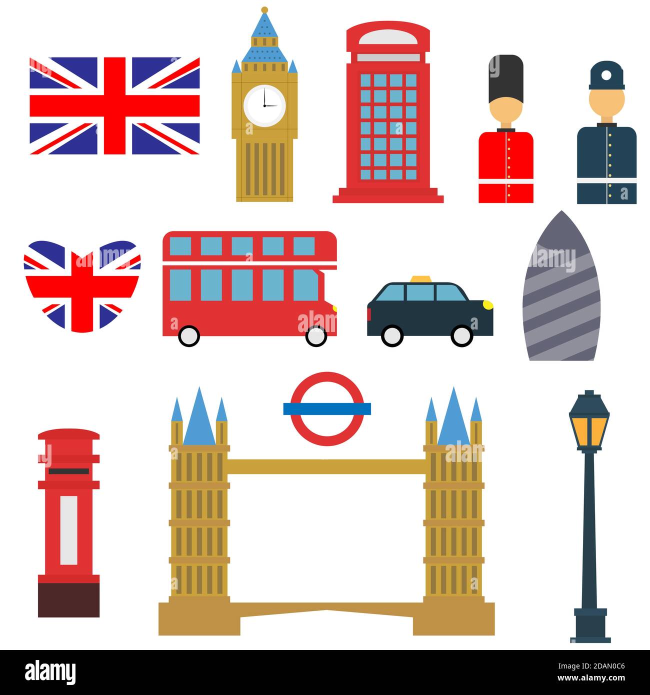 Illustration vector design of London symbol assets collection Stock Vector