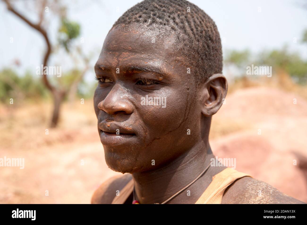 Selingue, Mali, 28th April 2015; Faraba gold mine.  Mamadu Doubia, 22, spent 2 hours 45 minutes mining underground this morning.  The conditions are t Stock Photo