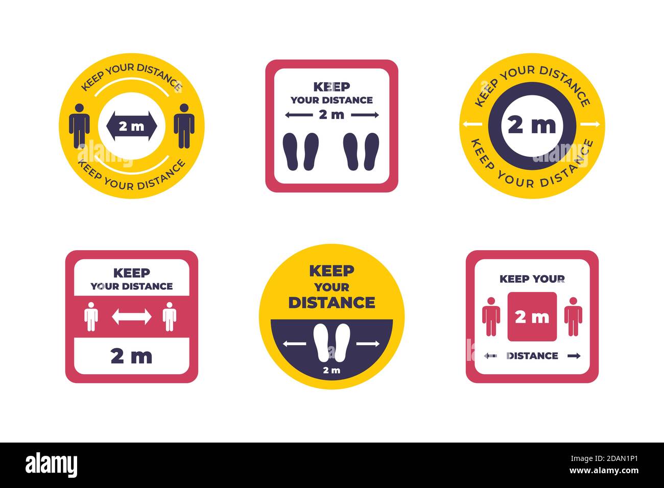 Collection of keep your distance signs Vector illustration Stock Vector
