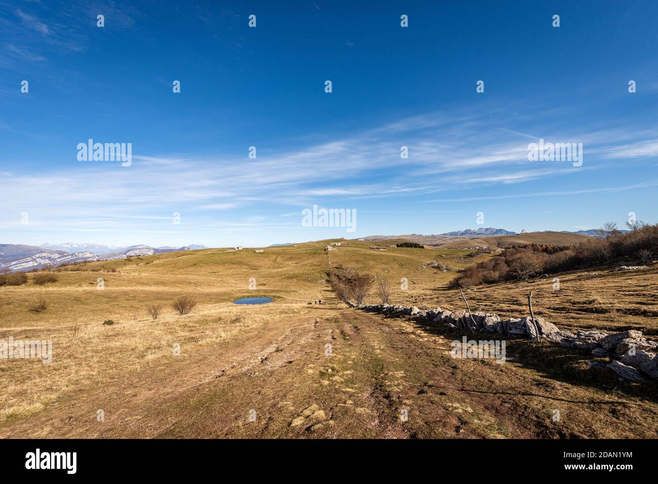 Lessinia Plateau (Altopiano della Lessinia), Regional Natural Park, view from the Mountain peak of Corno d'Aquilio, Verona province, Veneto, Italy, Eu. Stock Photo
