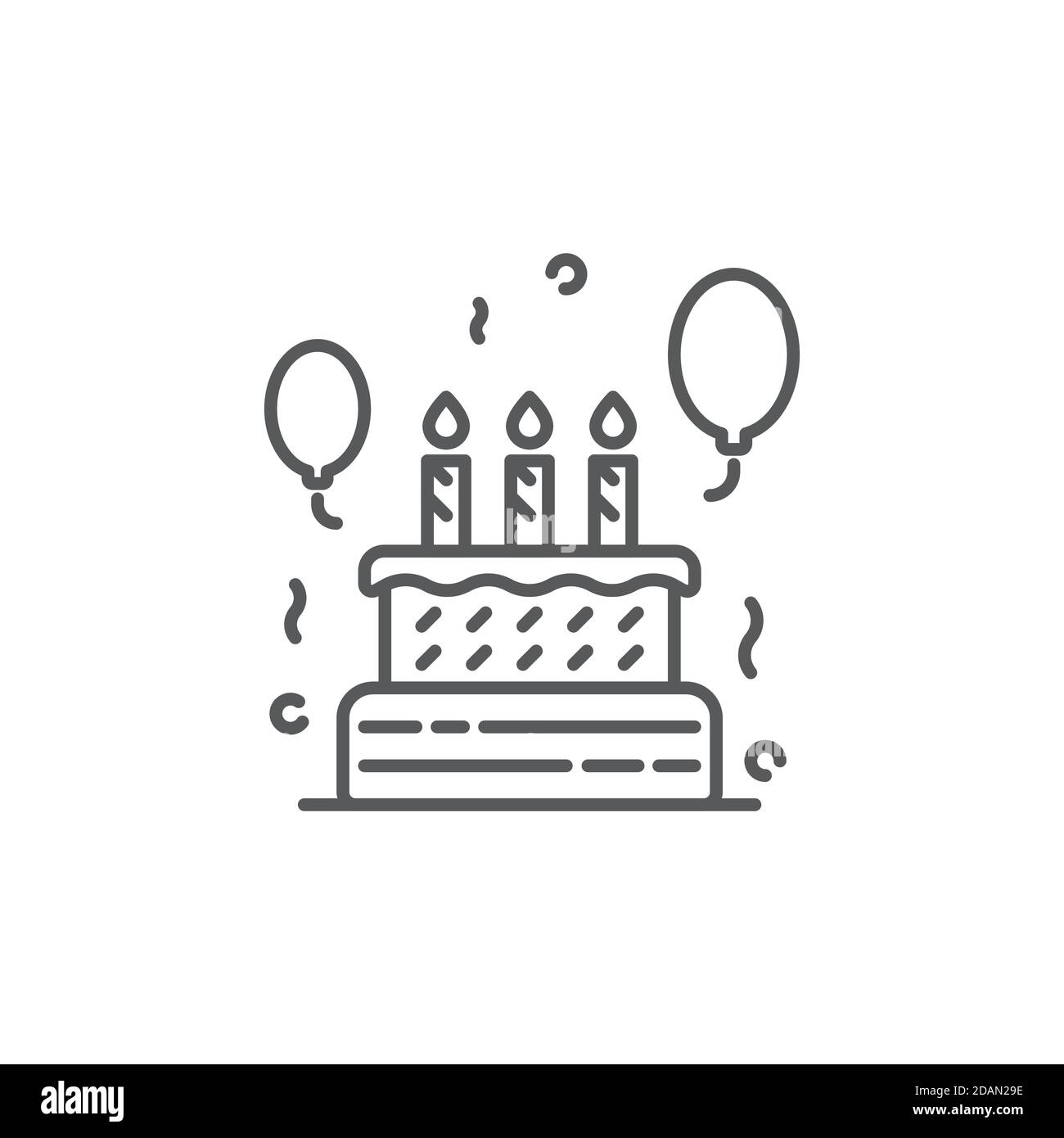 Birthday cake icon, color, line, outline vector sign, linear style ...