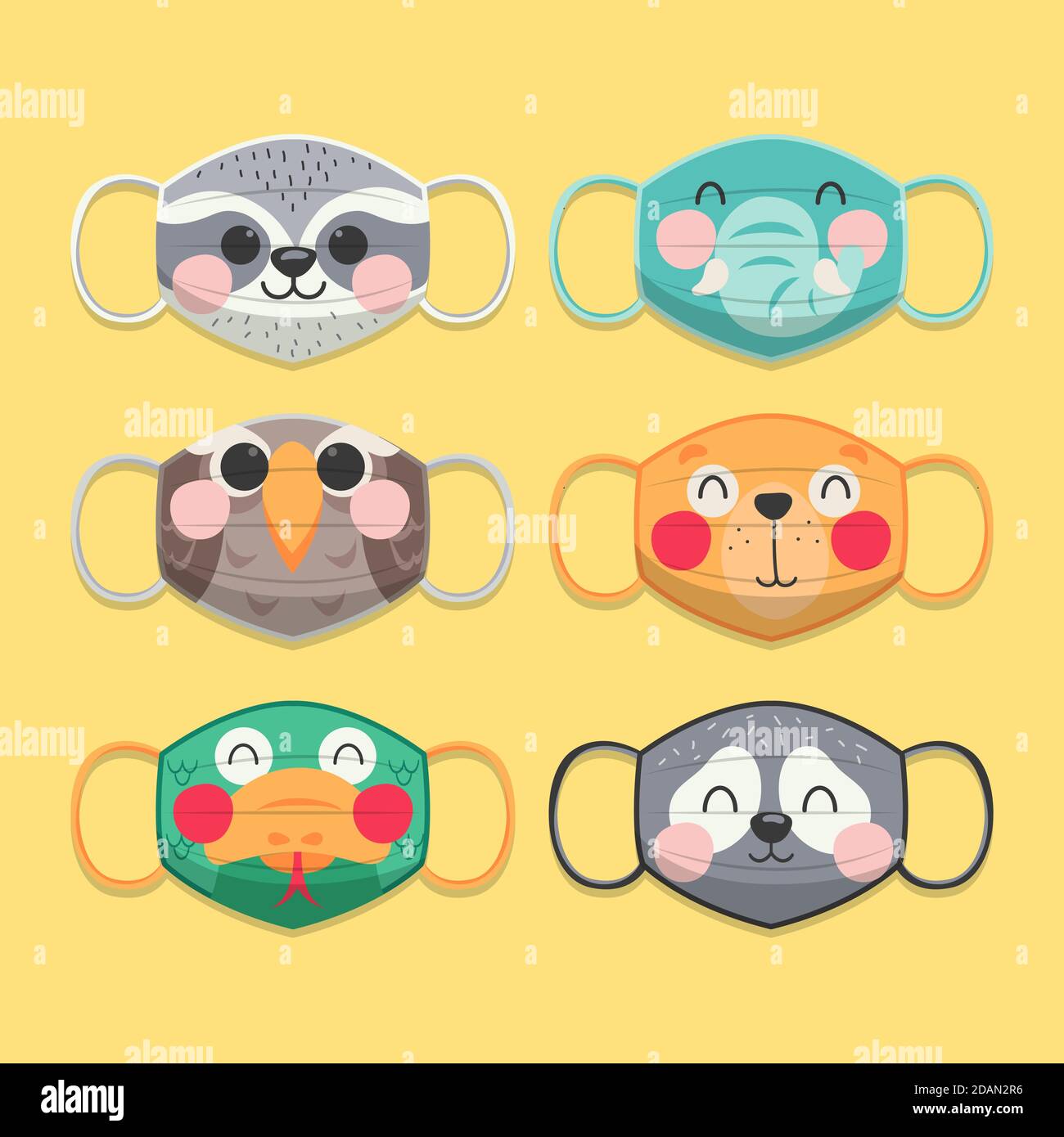 Animal face mask collection Vector illustration Stock Vector Image