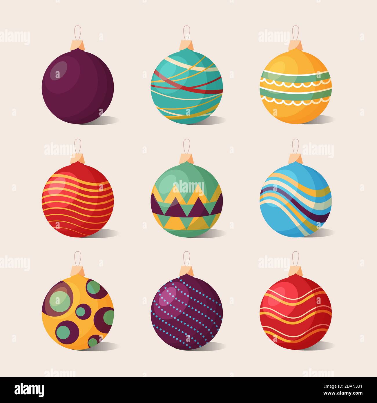 Christmas ball ornaments in flat design illustration Vector Stock