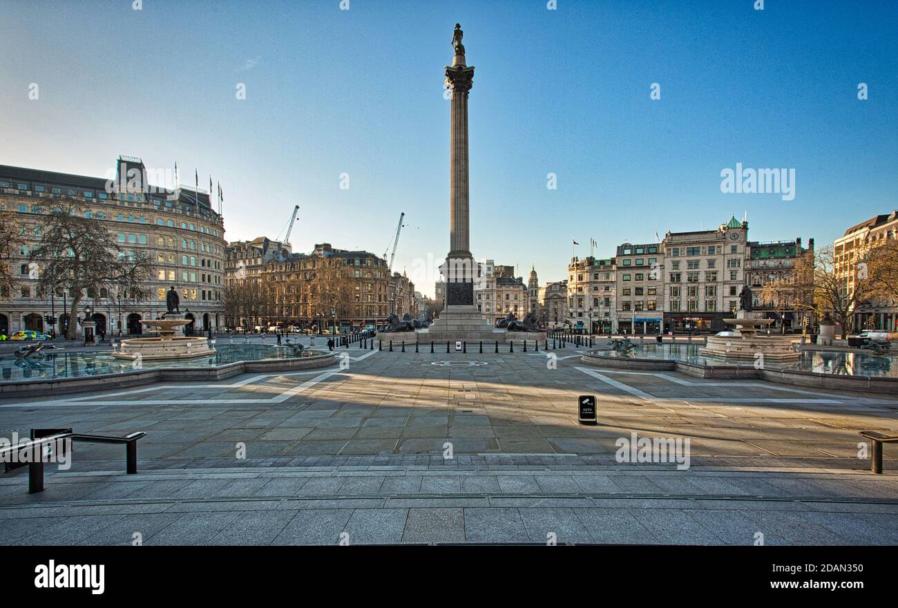 GREAT BRITAIN / England / City of Westminster /London / Panoramic view of the square Trafalgar Square . Stock Photo