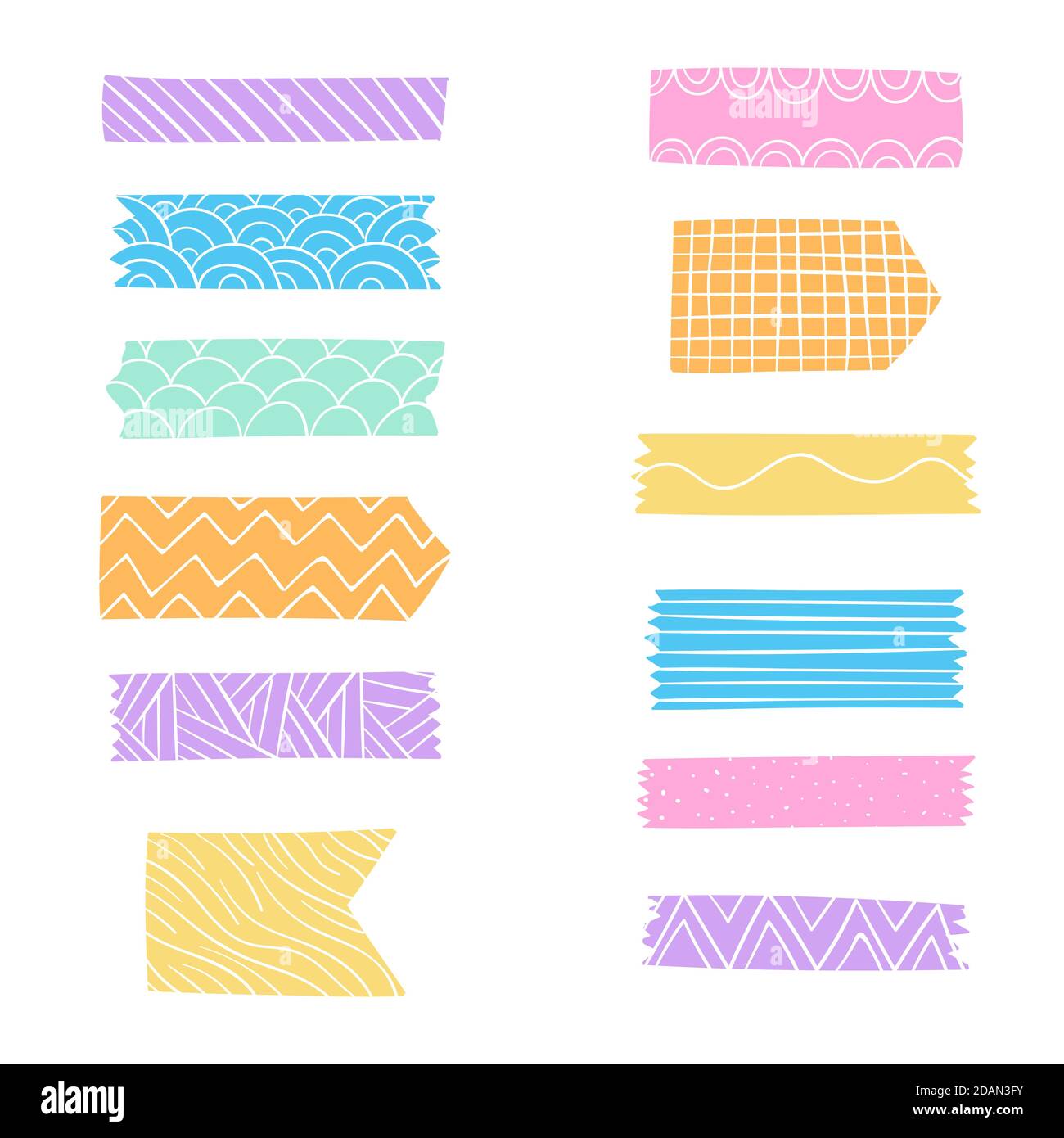 Cute Day Washi Tape Strips Stickers Stock Vector (Royalty Free