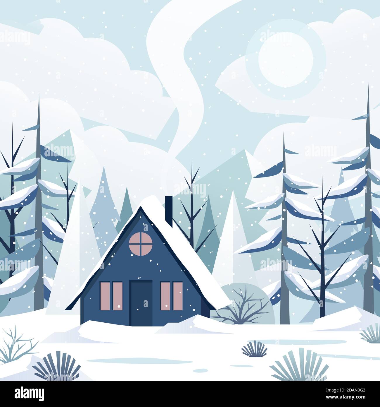 Flat design winter landscape illustration Vector Stock Vector Image ...