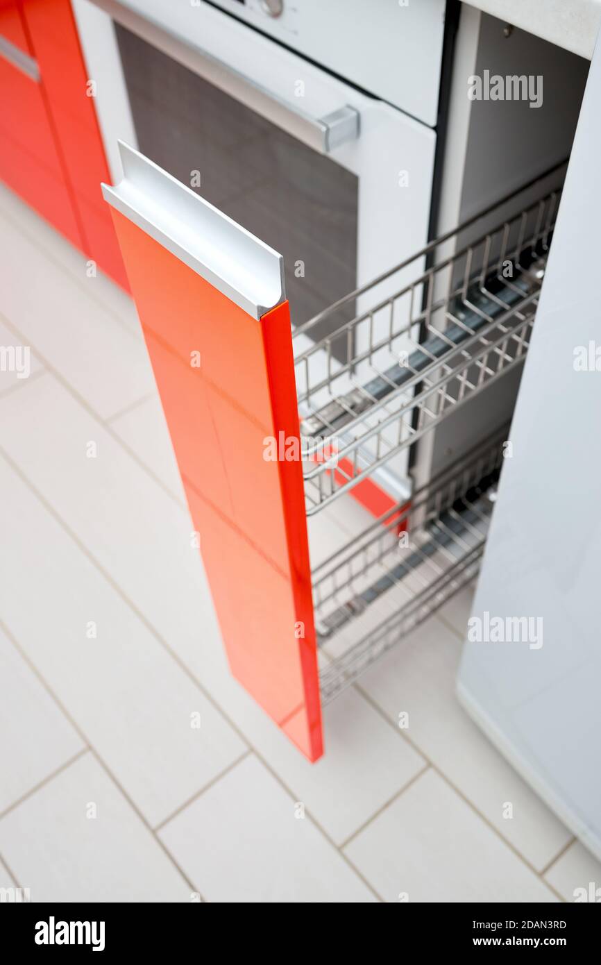 Upscale Maple Red kitchen spice rack drawer vertical Pull out