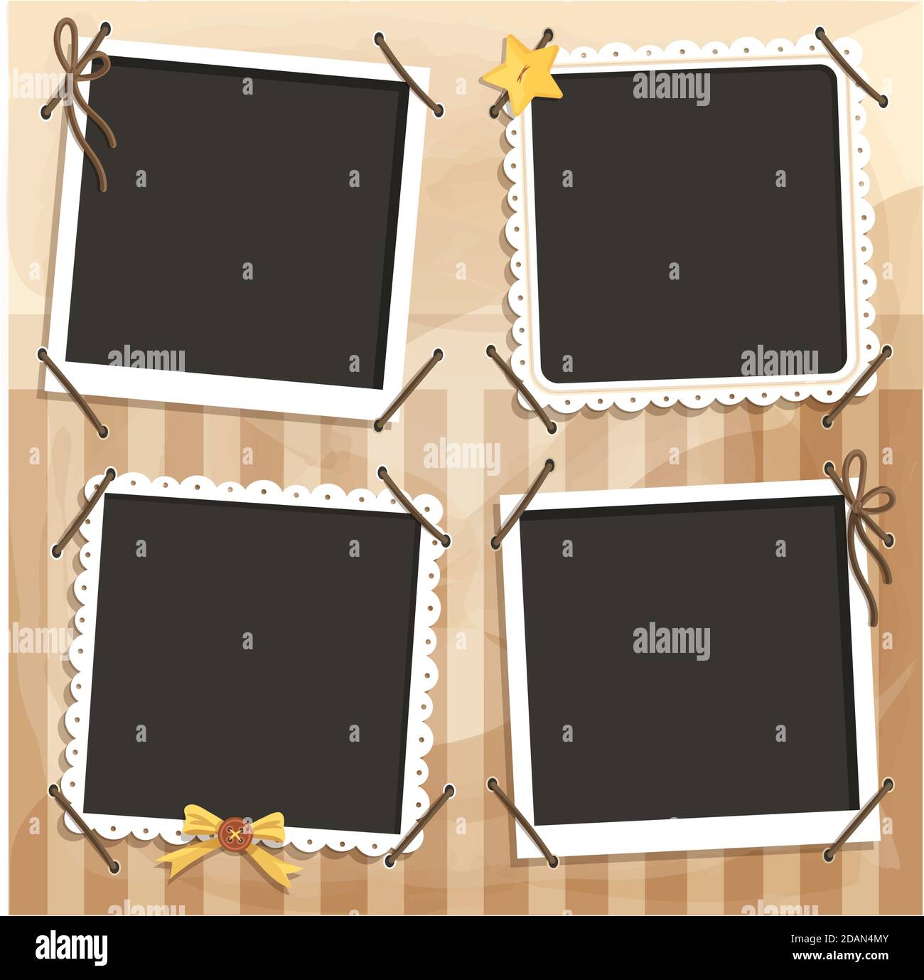 Vintage scrapbook frames copy space Vector illustration Stock Vector
