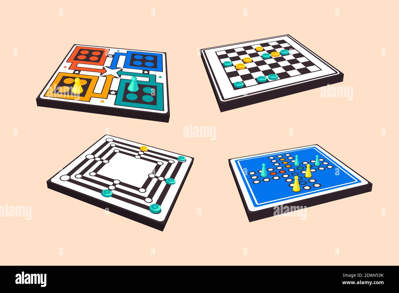 Collection of strategic board games illustration Vector Stock Vector ...