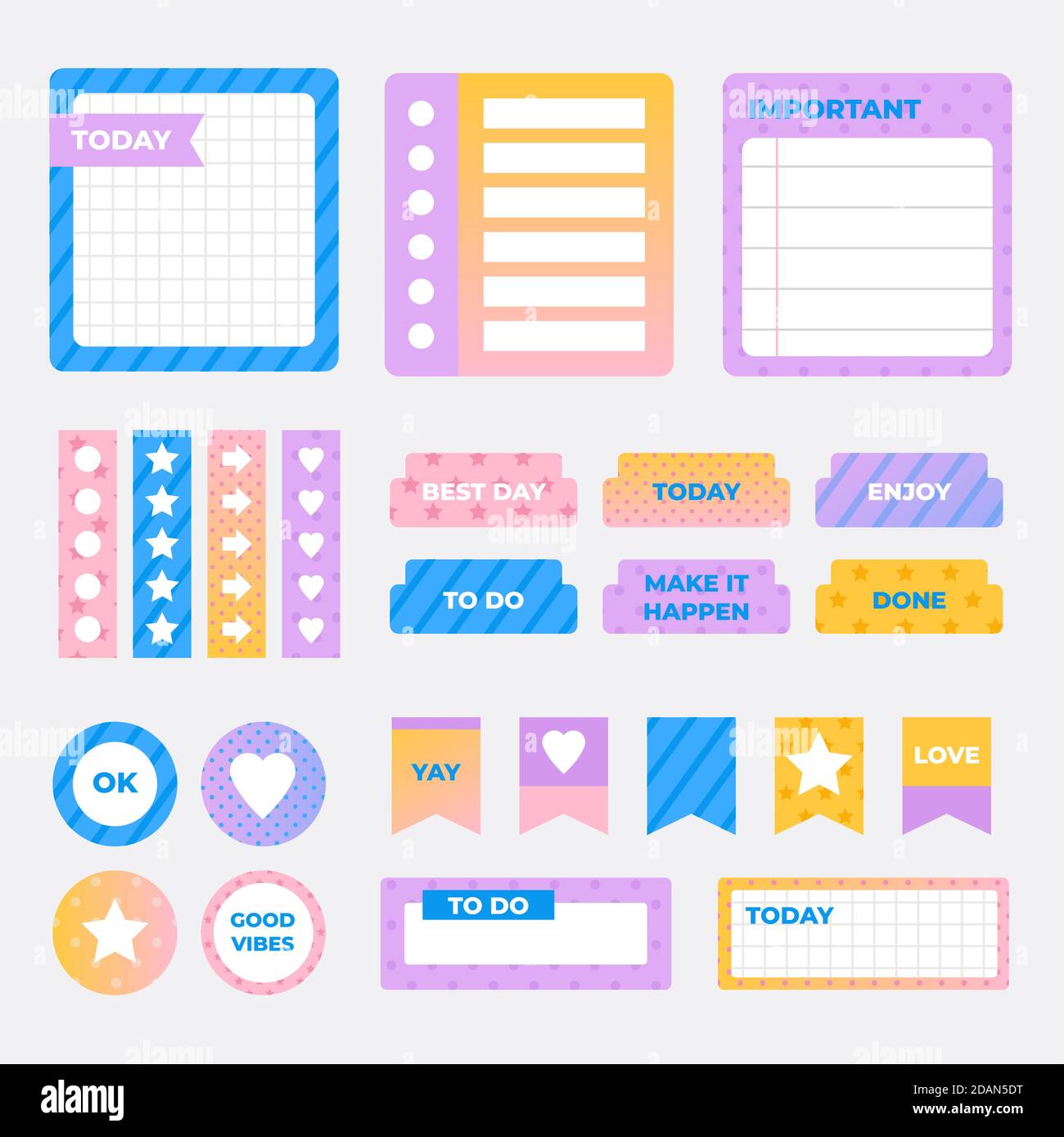 Creative planner scrapbook pack Vector illustration Stock Vector